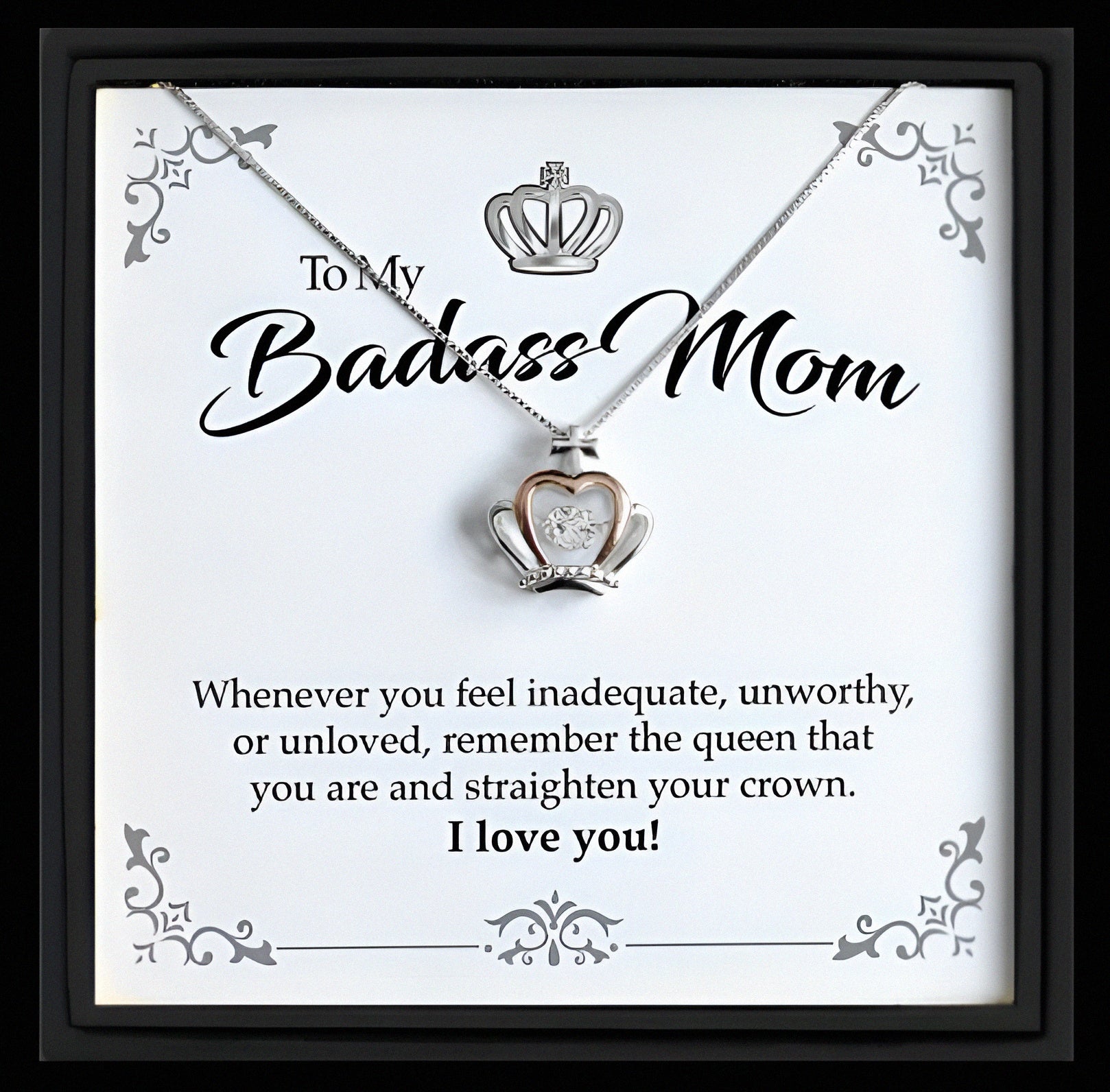 To My Badass Mom – Crown Pendant Necklace