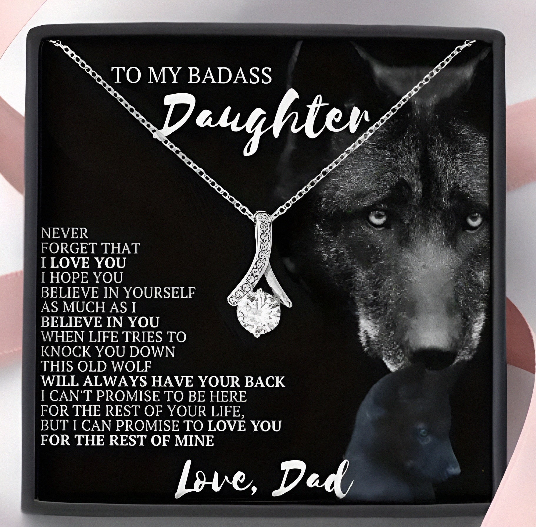 To My Badass Daughter – Water Drop Zirconia Pendant Necklace
