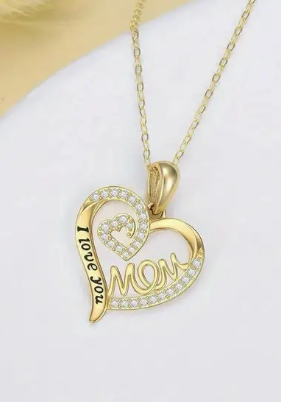 I Love You MOM Heart Necklace