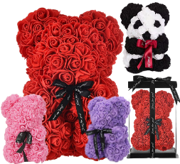 10" Foam Rose Bear Gift - Available with or without Gift Box