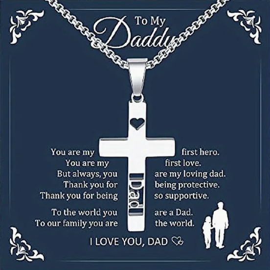 DAD - To My Daddy Cross Necklace | Gold & Silver Faith-Inspired Gift